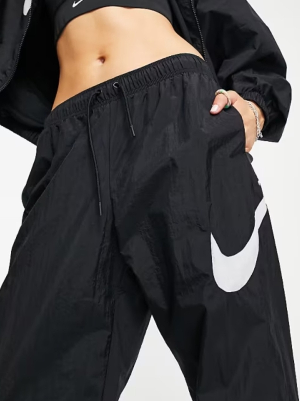 Nike Sportswear Essential Women's Mid-Rise Woven Pants In Black